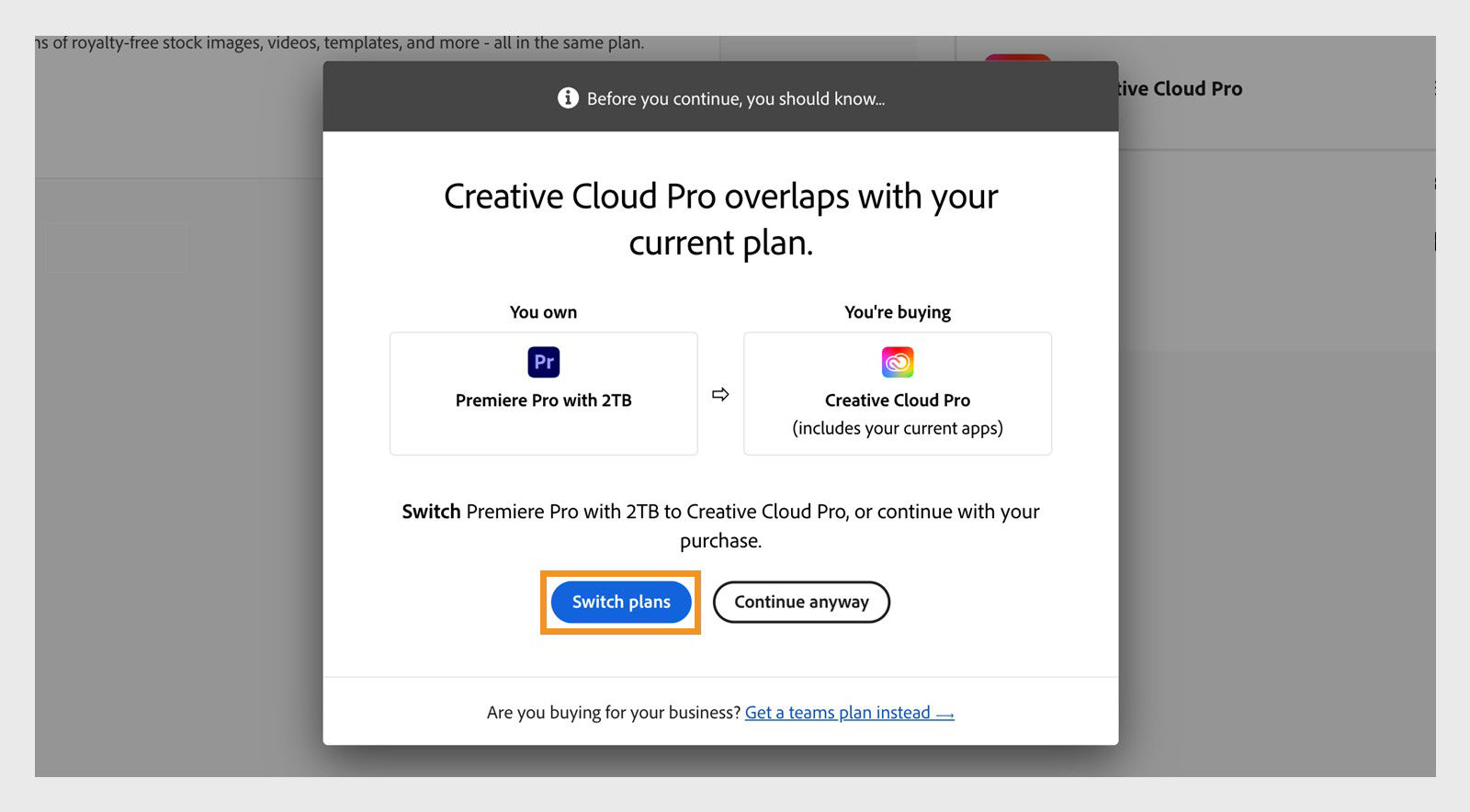 How to switch your Adobe plan