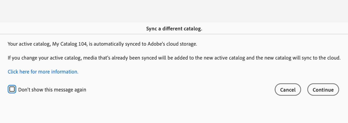 Learn how to sync a different catalog.