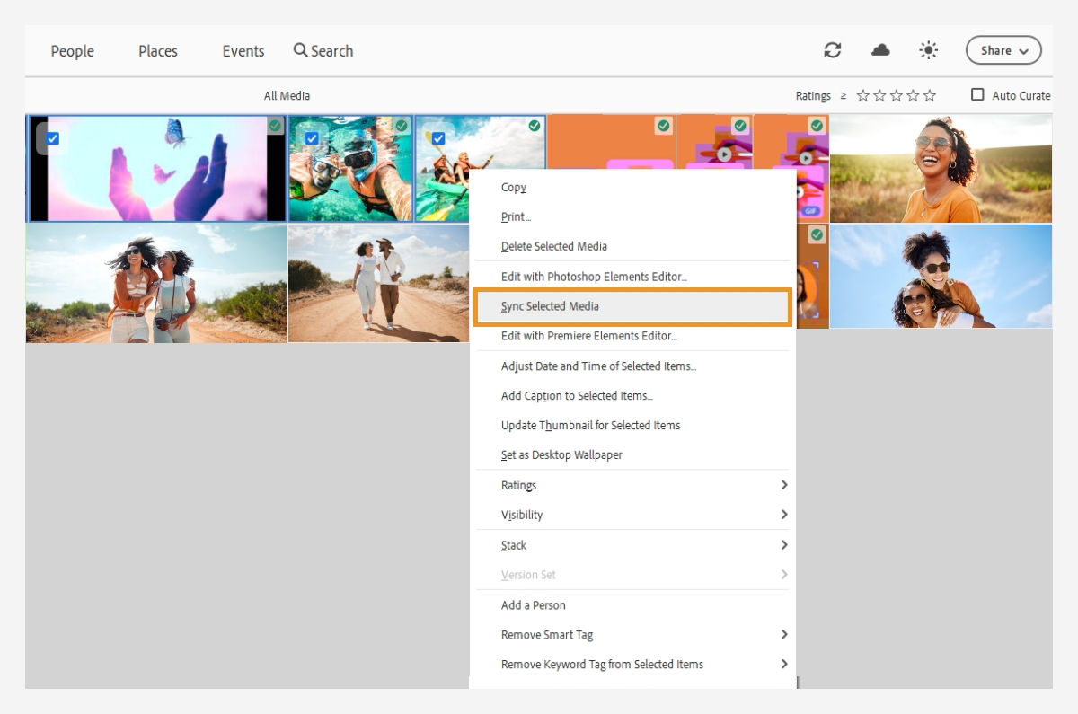 Sync selected media to the Cloud.