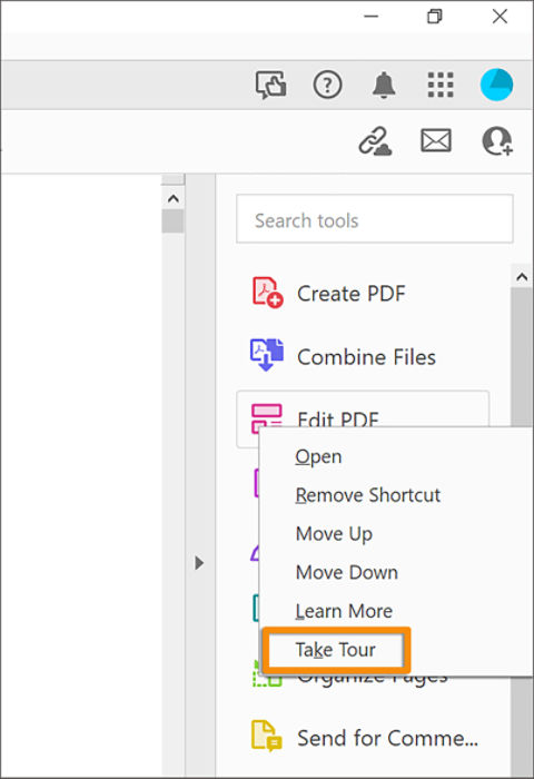 Take the onboarding tour by right-clicking the tool