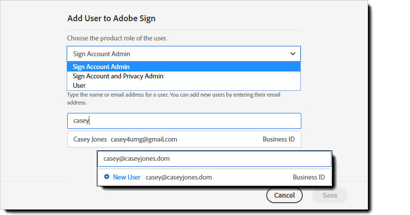 Add user to Adobe Sign