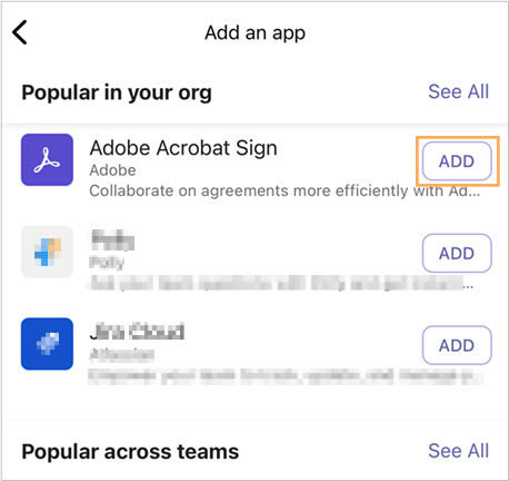 Add Adobe Acrobat Sign app.