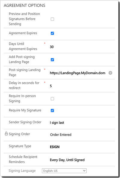 Template - Agreement options