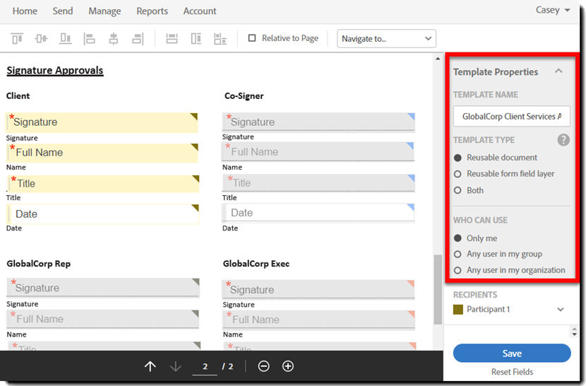 Template properties header in Authoring