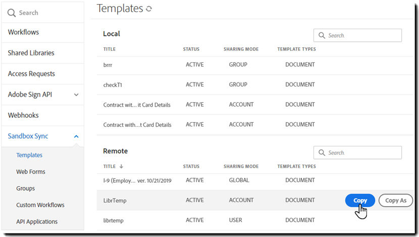 Library template options