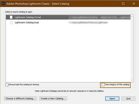Test integrity of the catalog