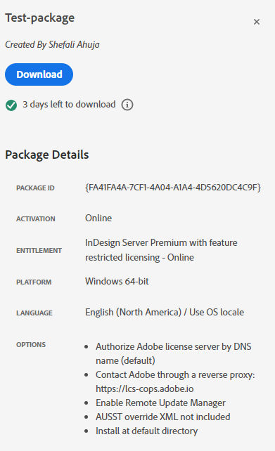 Build package details