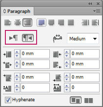 Selezione della direzione del paragrafo