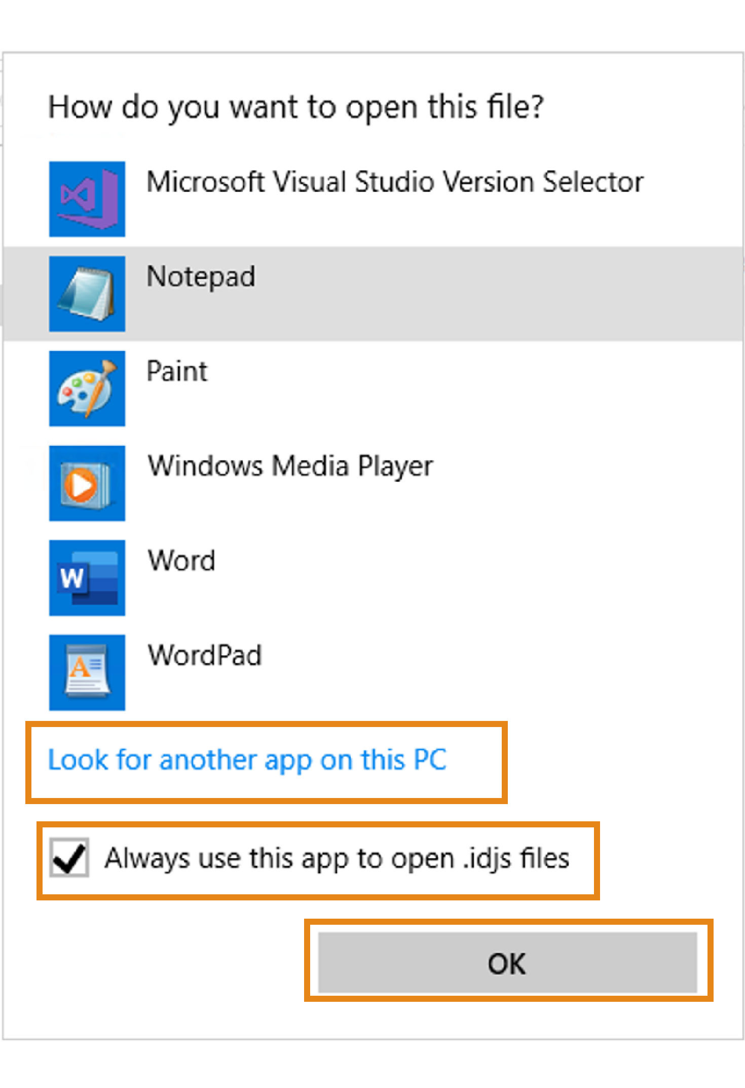 Si l’éditeur de texte n’est pas disponible, sélectionnez Choisir une autre application.