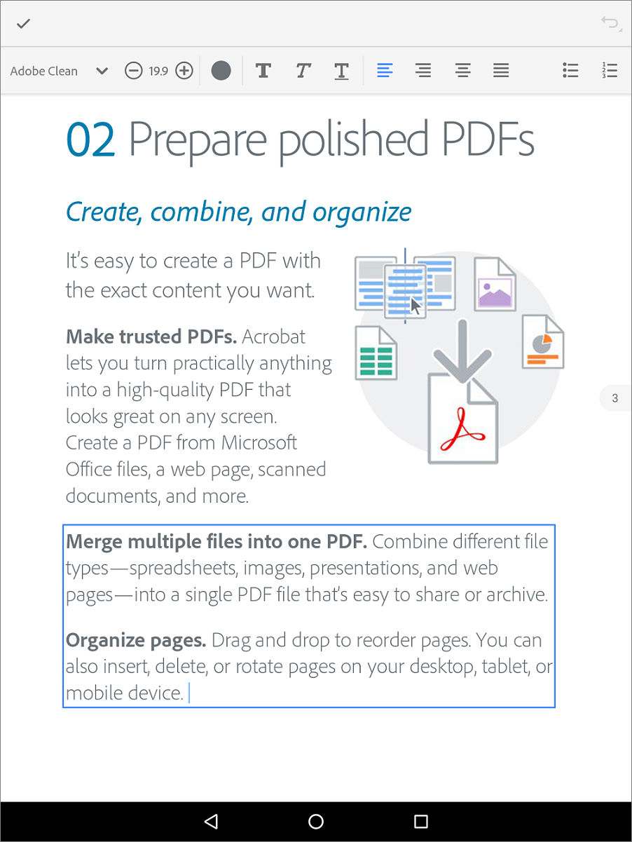 Text editing on an Android tablet