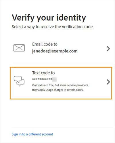 Verify your identity screen