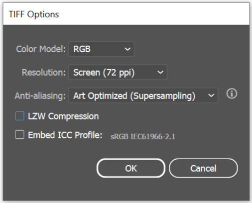 TIFF Options dialog box