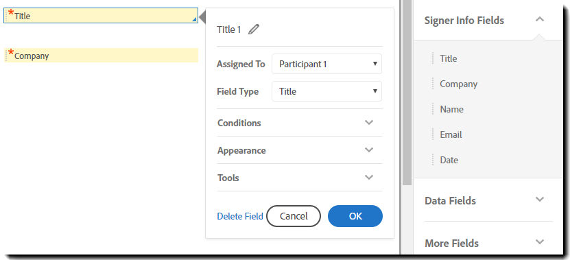 Title and Company fields