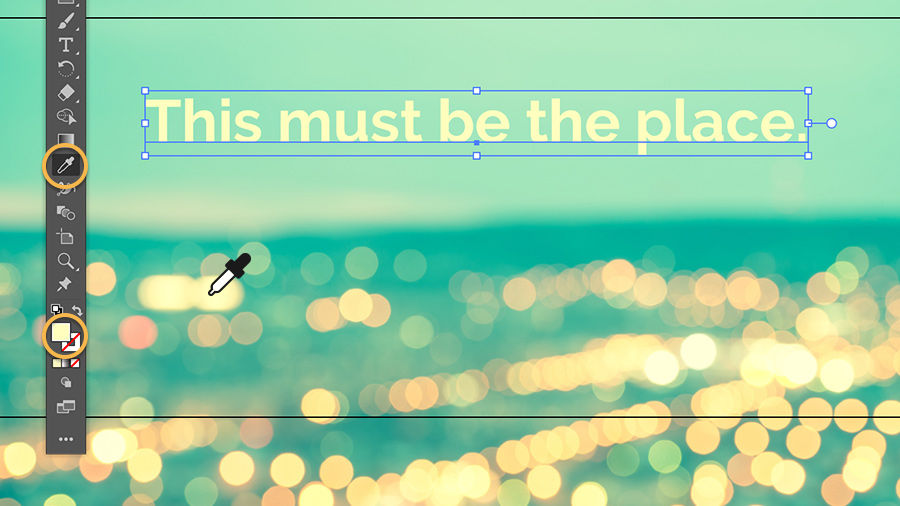 Sample artwork with the Eyedropper tool or double-click the Fill Color box in the Tools panel to apply a different color to text
