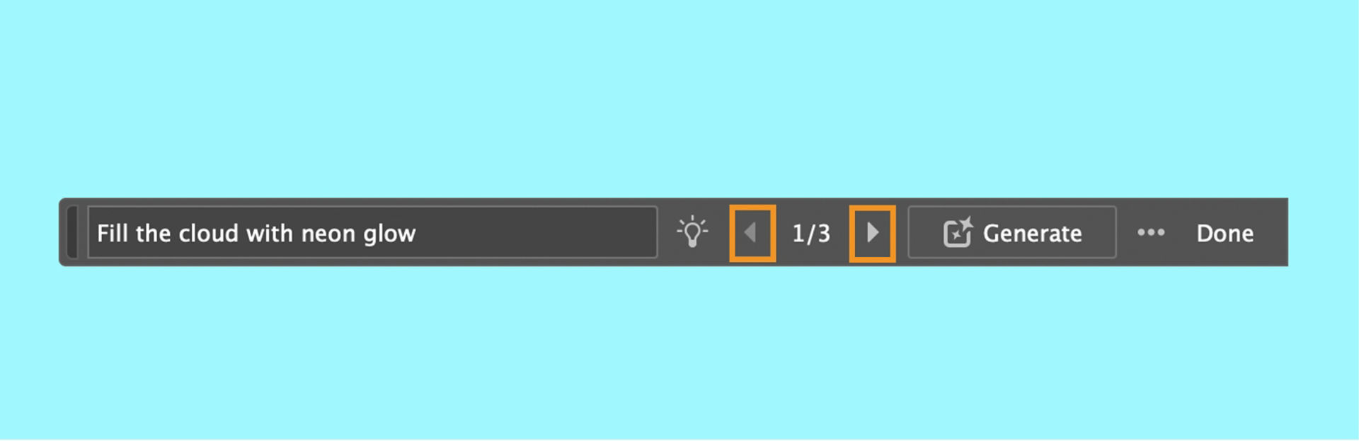 Left and right arrows highlighted to show how to toggle between the generated variations