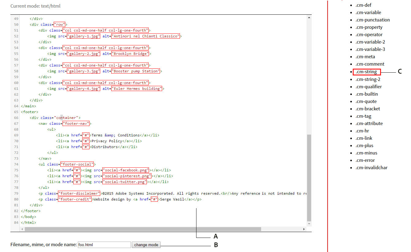 Using the Token Inspector to understand the selectors