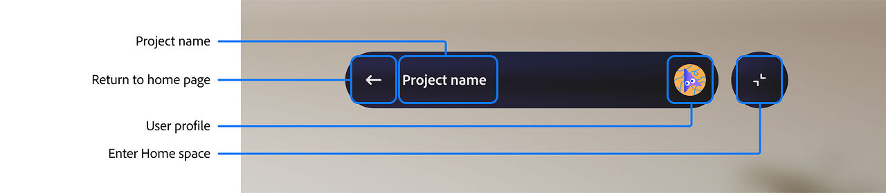 Labeled diagram of the Top bar. Click to expand.
