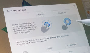 Updated touch shortcut map