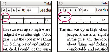 No indent (left) and hanging indent (right)