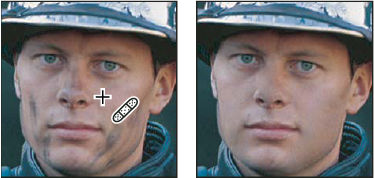 Photoshop Sampled pixels and healed image