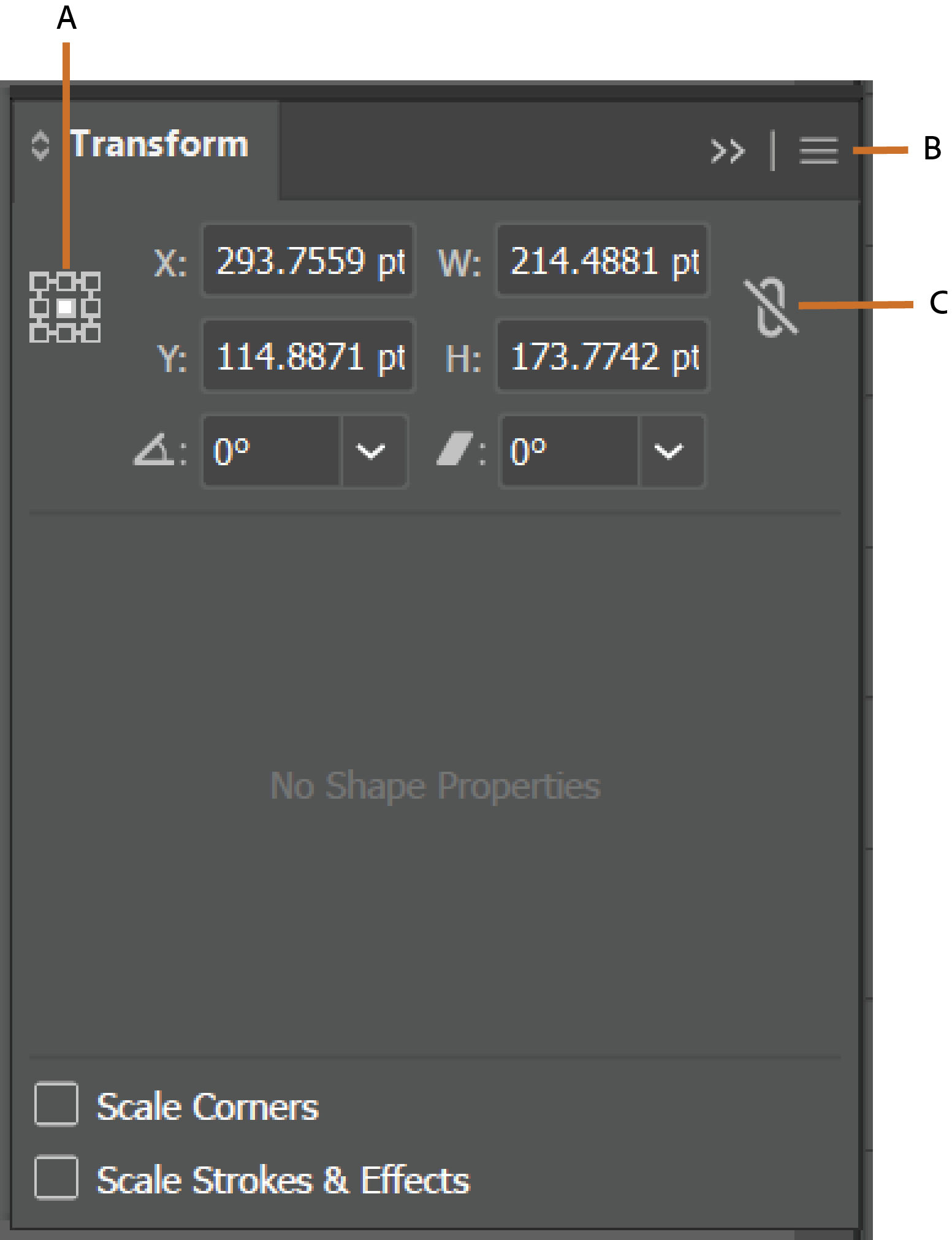 Screenshot of the Panel menu