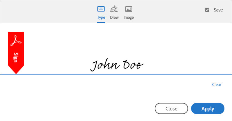 Add signature in the panel
