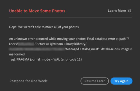 Unable to move photos