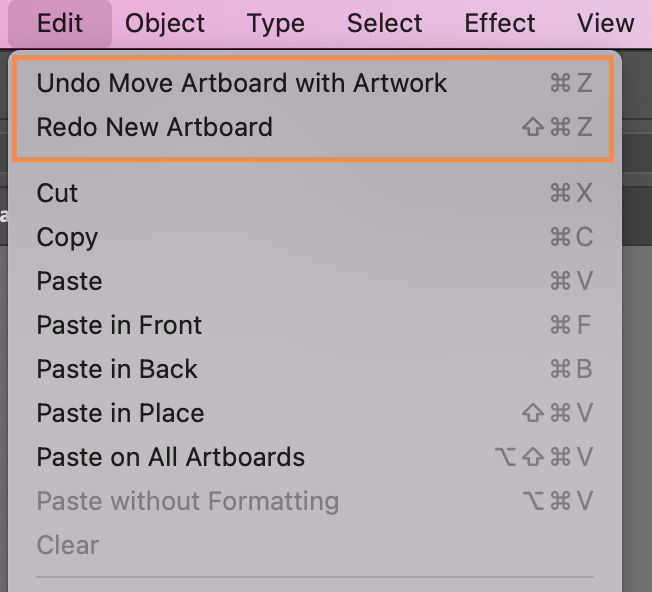 The Undo and Redo options let you undo or redo changes you've made in the document, allowing you to correct mistakes as you work. You can find the Undo and redo option in the Edit menu in Illustrator.