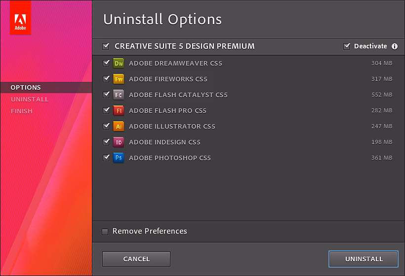 Uninstall Adobe Creative Suite 5.5 or Creative Suite 5 Uninstall Adobe Creative Suite 5.5 or Creative Suite 5