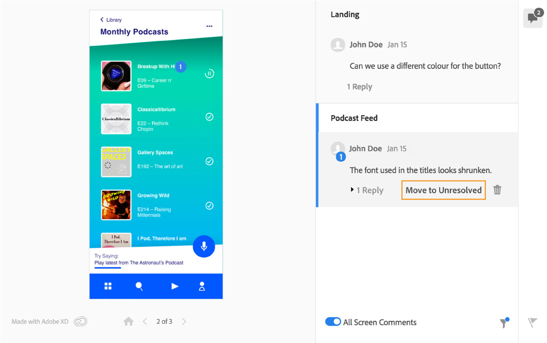 Unresolving a comment