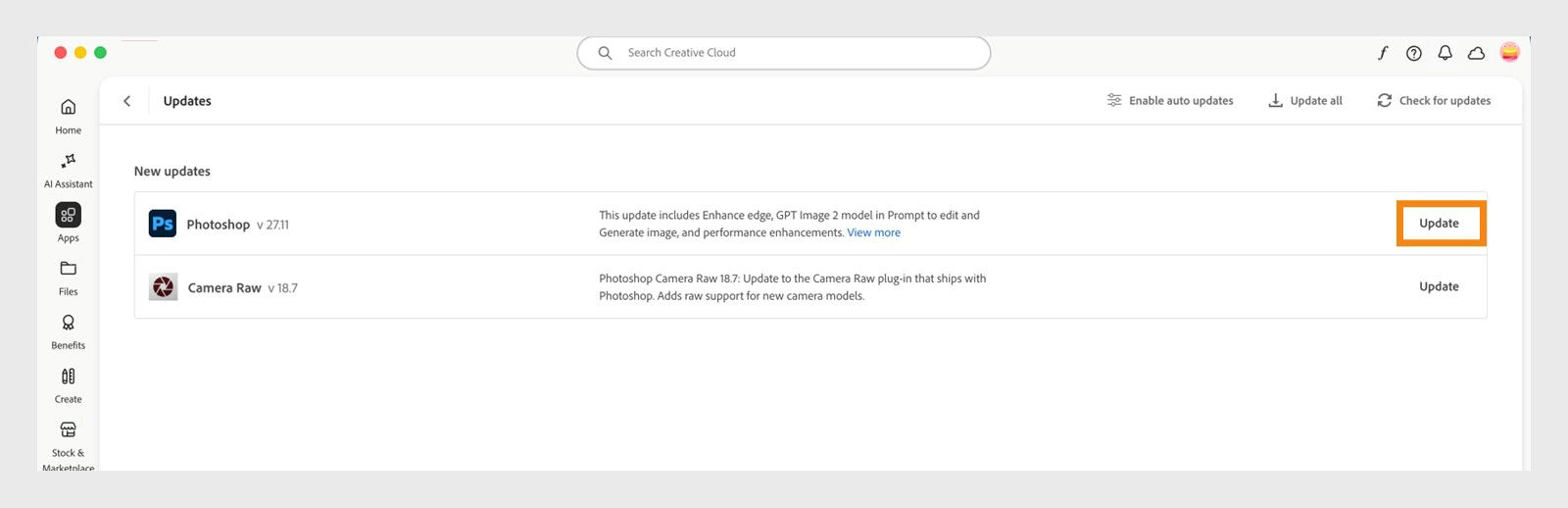 Select update.