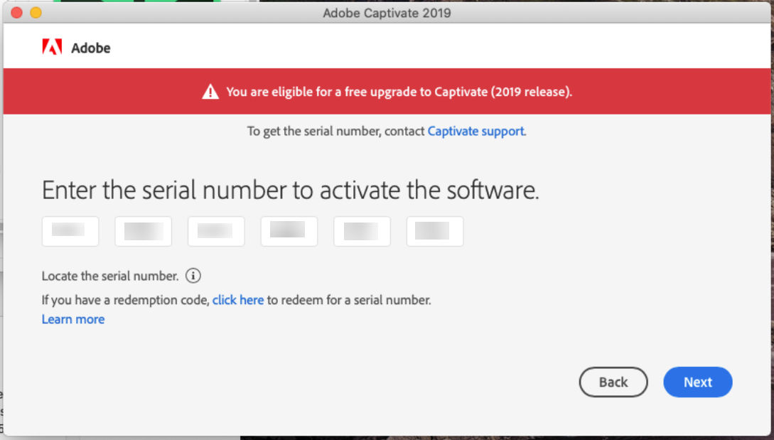 Upgrade serial key