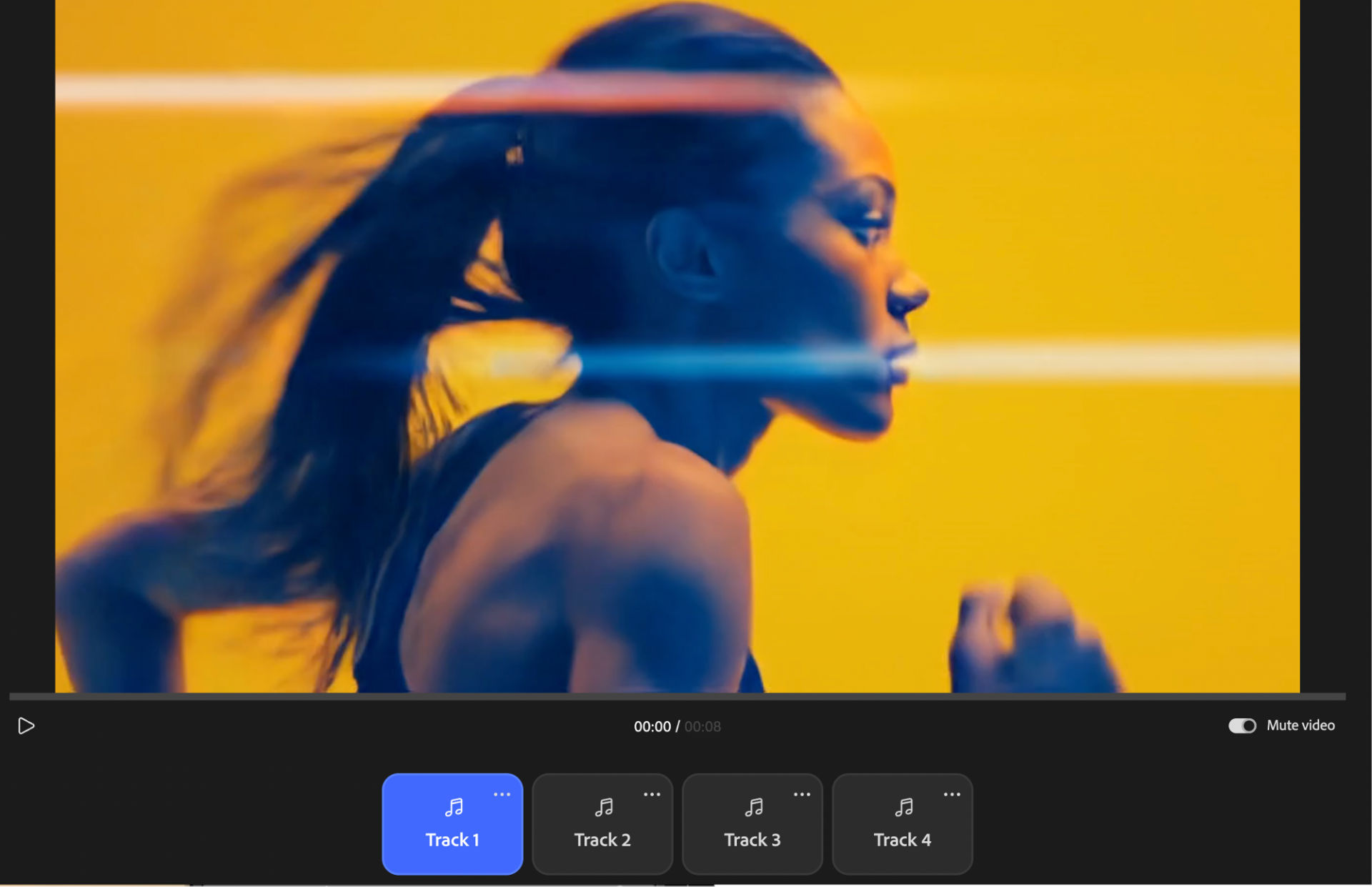 The Download window displays four generated soundtracks with a preview section and a download button.
