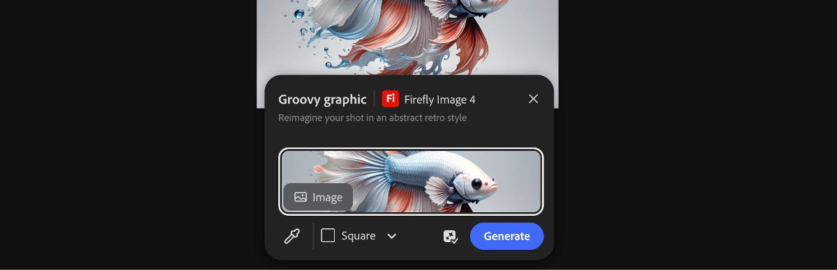 Select an image from the canvas to apply the Groovy graphic by Firefly Image 4 preset.