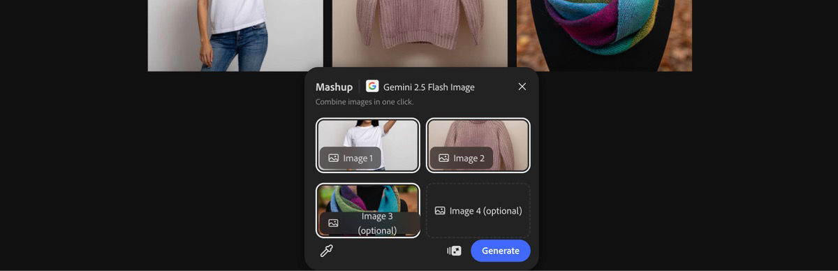 Select image from the canvas to apply the Mashup by Gemini 2.5 Flash Image preset