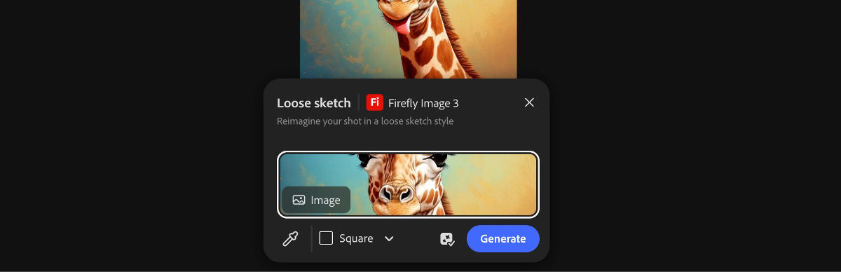 Select an image from the canvas to apply the Loose sketch by Firefly Image 3 preset.