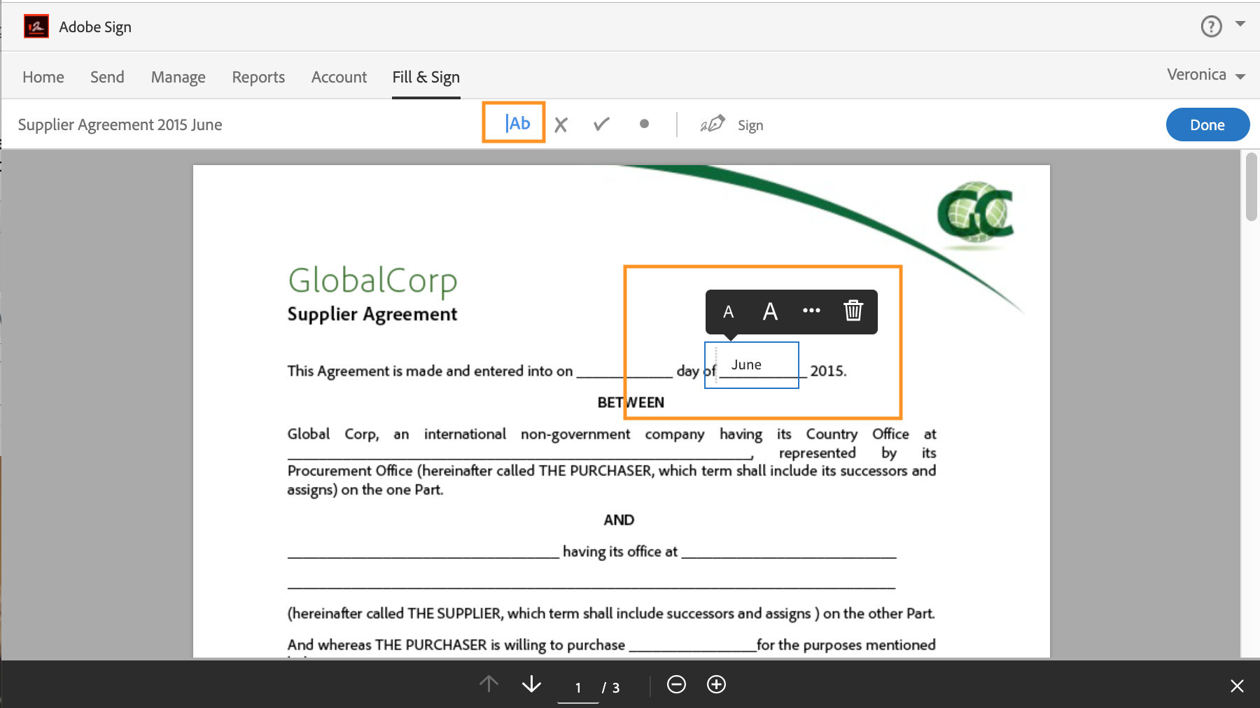 adobe fill and sign step 5, fill in form fields