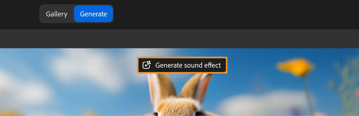 The generated video is in preview mode, and when you hover over it, the Generate sound effects option becomes active. This option is highlighted to indicate that the video can be used on the Generate Sound Effects page for adding sound effects.