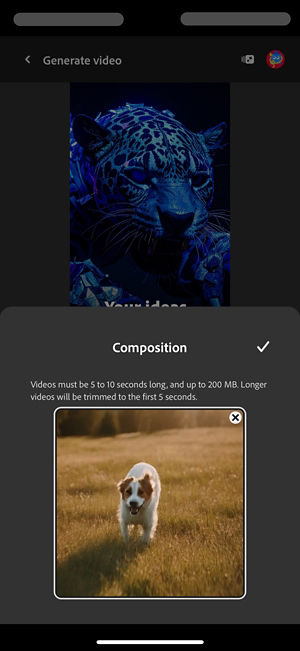 A video is uploaded as a reference to guide the composition of the generated video.