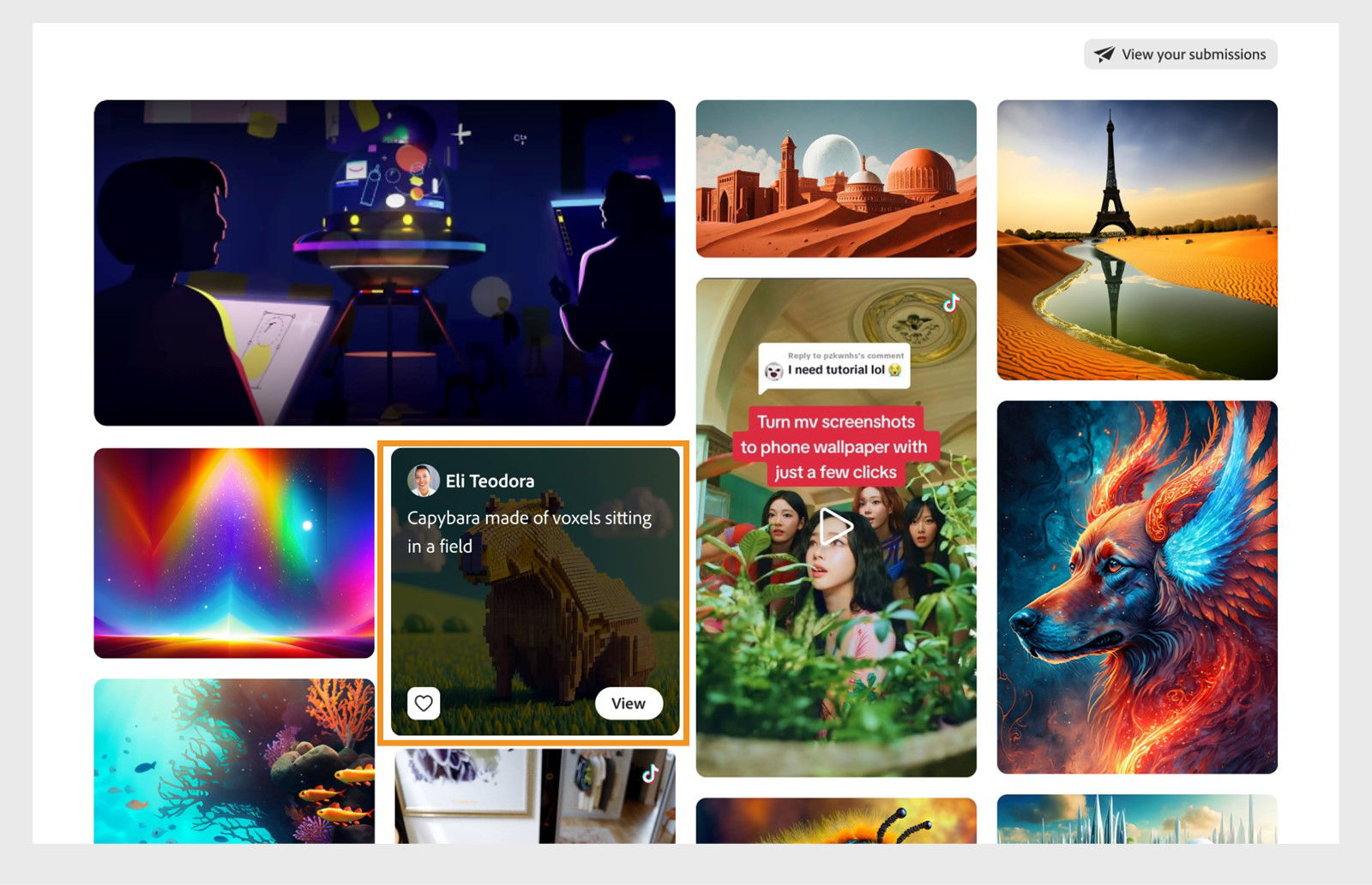 Community Gallery with an image thumbnail highlighted