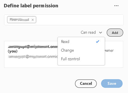 Define label permissions