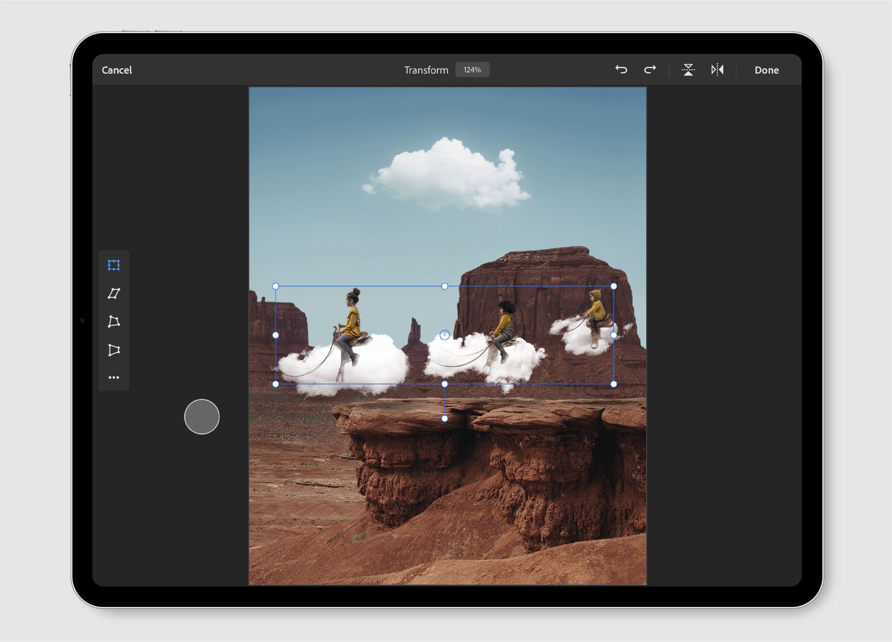 Apply transformations to your document in Photoshop on ipad