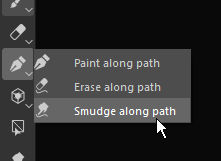 Screenshot of the toolbar itnerface showing the 3 types of path tools.