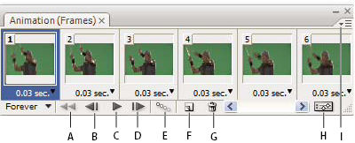 Photoshop Animation panel in frame mode