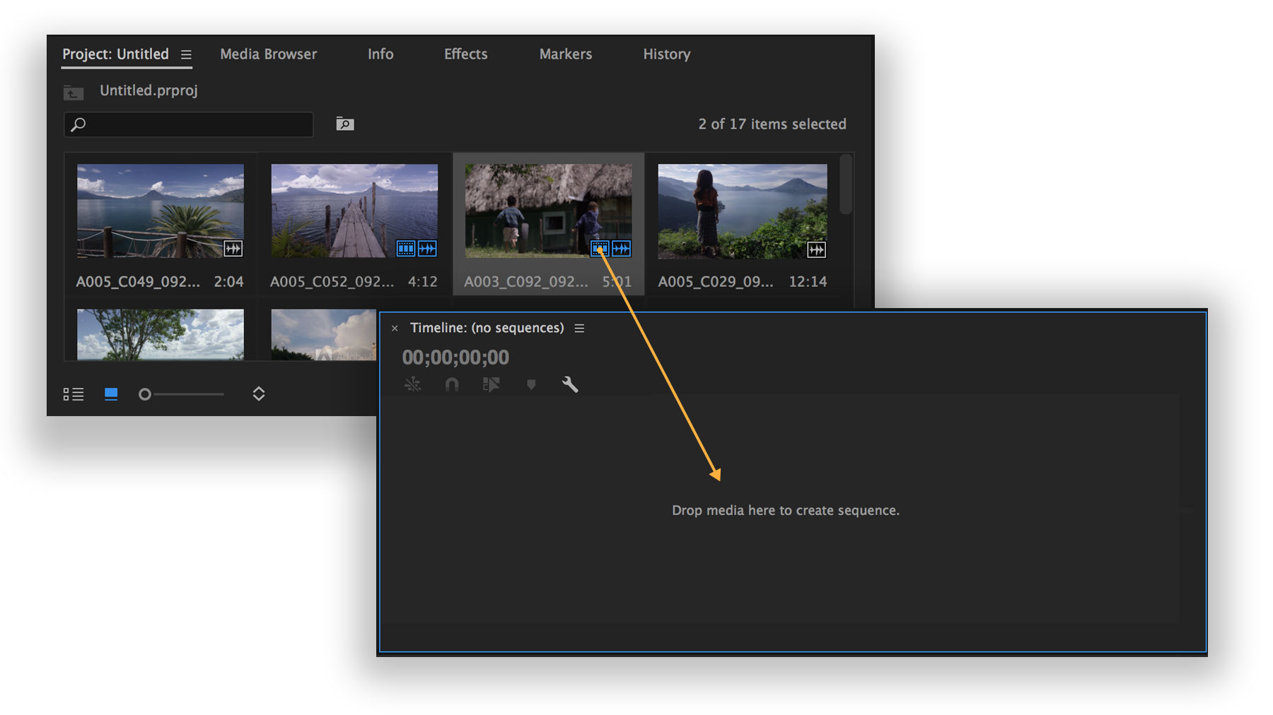 Drag imported video clips into the Timeline