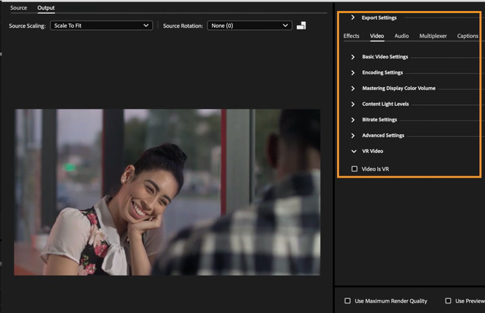 Video export settings