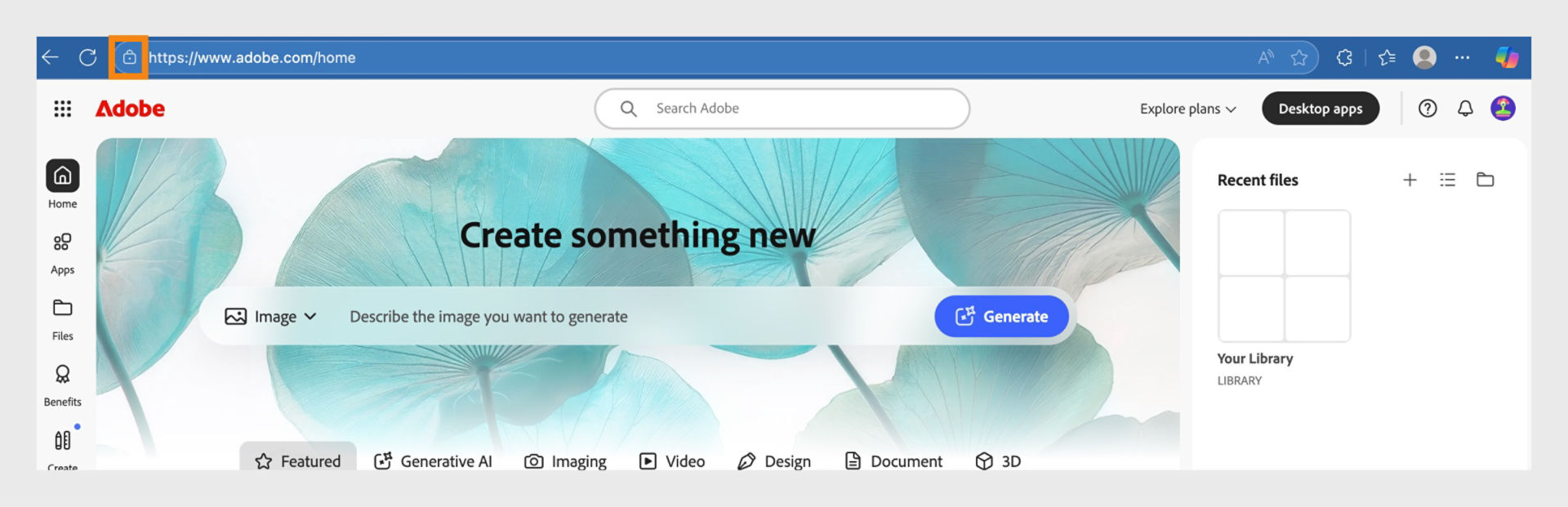 The View site information button, located to the left of the URL in the search bar, displays the site information.