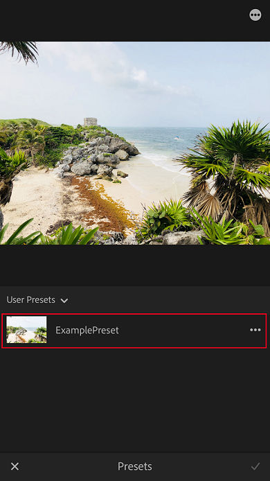 View your synced preset in Lightroom for mobile