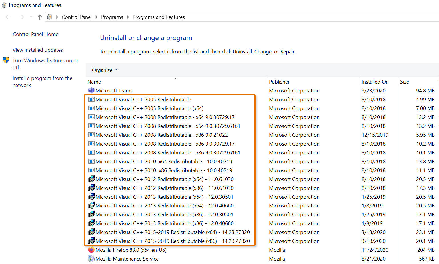 Uninstall all Visual C++ packages.