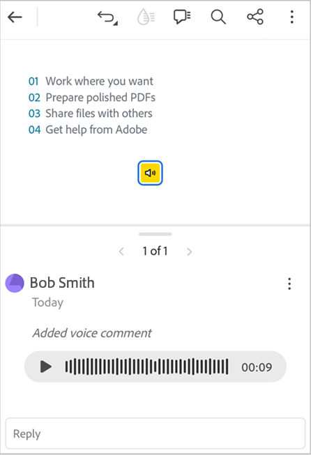 Modificar o eliminar el comentario de voz añadido.